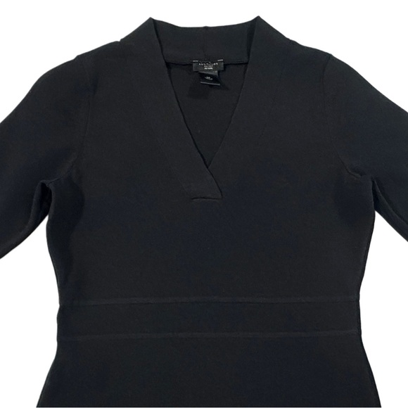 Ann Taylor Factory Petite Black Sheath Dress V-Neck Short Sleeve Career SP Mint - Picture 6 of 6